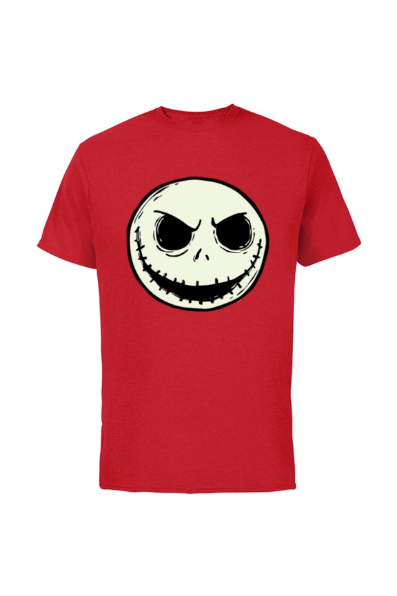Disney The Nightmare Before Christmas Jack Skull Big Face - Short Sleeve Cotton T-Shirt for Adults - Customized-Red