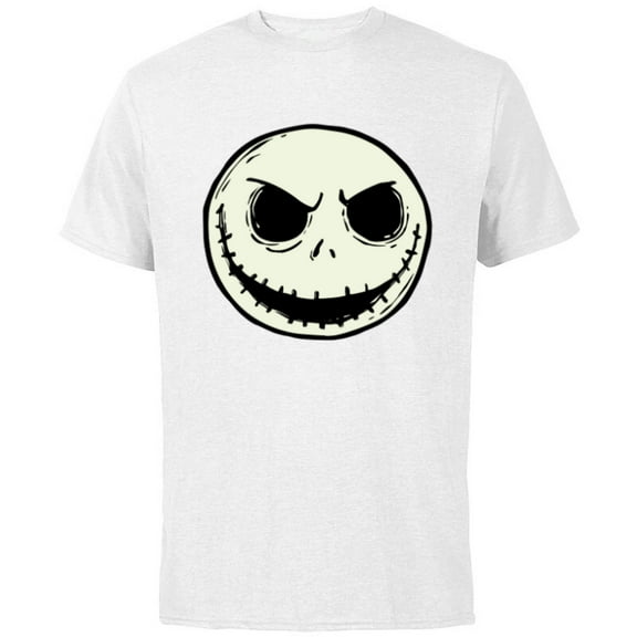Disney The Nightmare Before Christmas Jack Skull Big Face - Short Sleeve Cotton T-Shirt for Adults - Customized-White