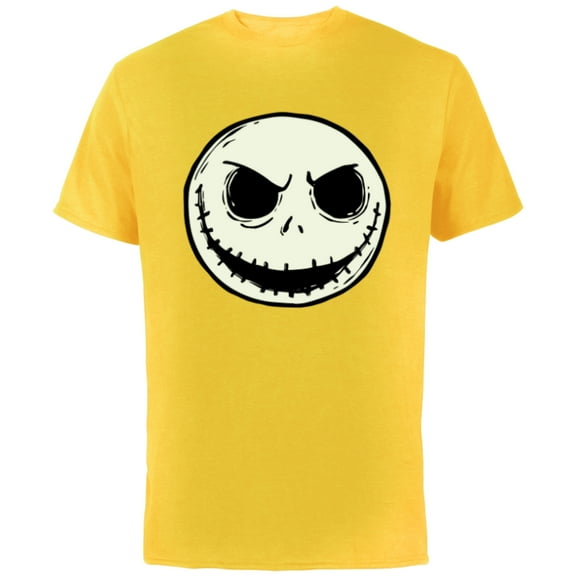 Disney The Nightmare Before Christmas Jack Skull Big Face - Short Sleeve Cotton T-Shirt for Adults - Customized-Yellow