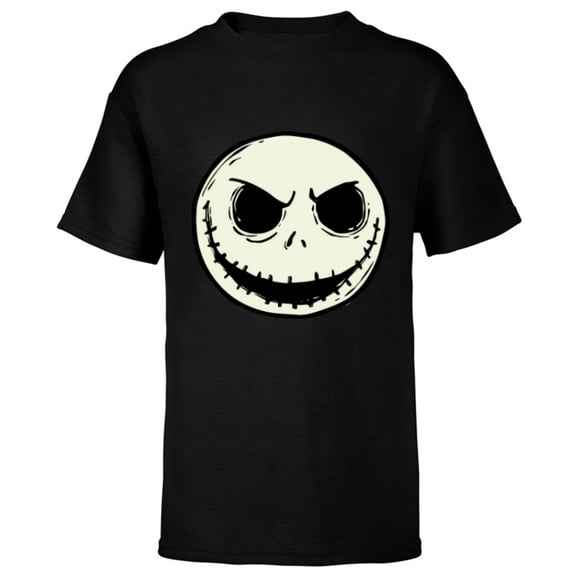 Disney The Nightmare Before Christmas Jack Skull Big Face - Short Sleeve T-Shirt for Kids - Customized-Black