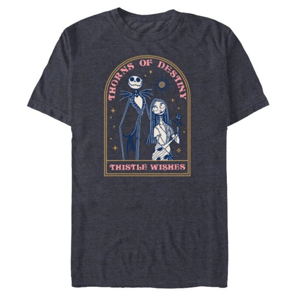 Disney The Nightmare Before Christmas Jack and Sally Destiny - Short Sleeve Blended T-Shirt for Adults - Customized-Navy Heather