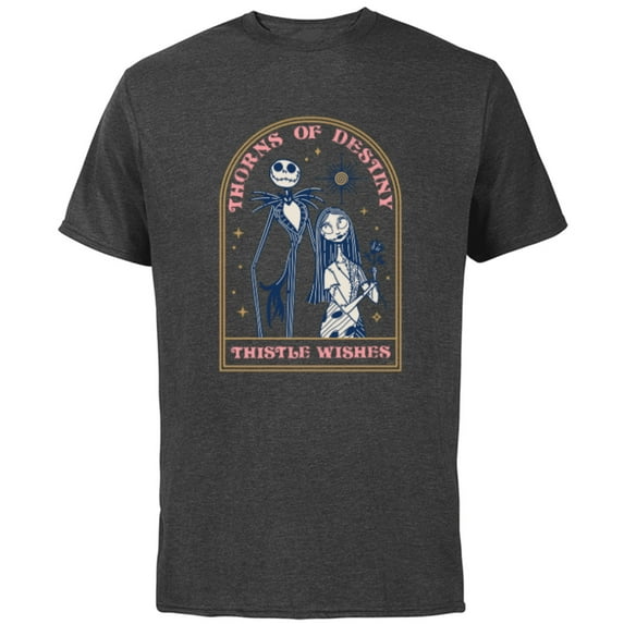 Disney The Nightmare Before Christmas Jack and Sally Destiny - Short Sleeve Cotton T-Shirt for Adults - Customized-Charcoal