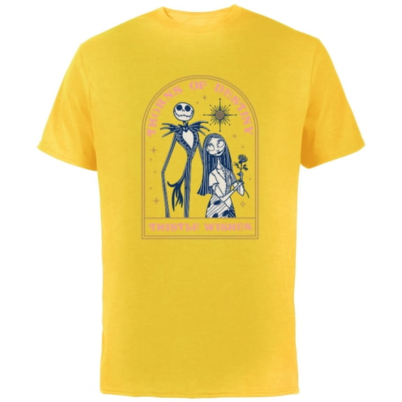 Disney The Nightmare Before Christmas Jack and Sally Destiny - Short Sleeve Cotton T-Shirt for Adults - Customized-Yellow