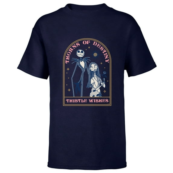 Disney The Nightmare Before Christmas Jack and Sally Destiny - Short Sleeve T-Shirt for Kids - Customized-Navy