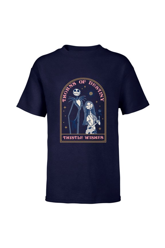 Disney The Nightmare Before Christmas Jack and Sally Destiny - Short Sleeve T-Shirt for Kids - Customized-Navy