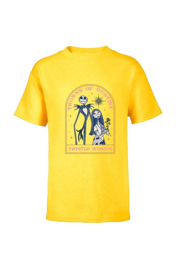 Disney The Nightmare Before Christmas Jack and Sally Destiny - Short Sleeve T-Shirt for Kids - Customized-Yellow