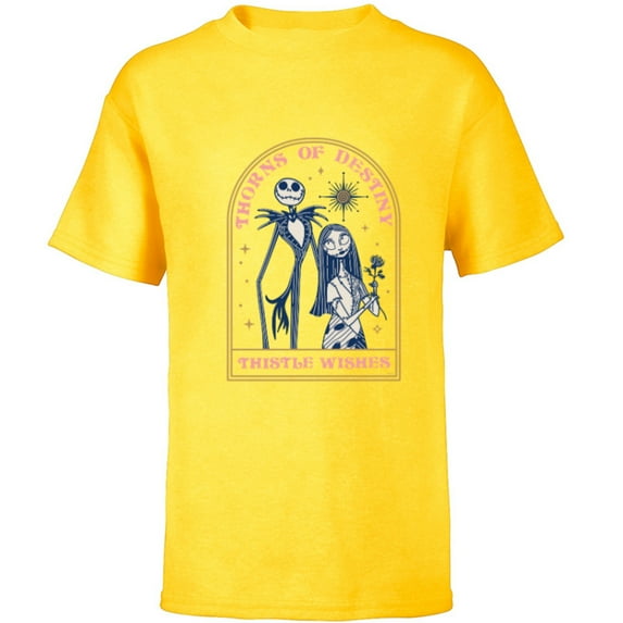 Disney The Nightmare Before Christmas Jack and Sally Destiny - Short Sleeve T-Shirt for Kids - Customized-Yellow