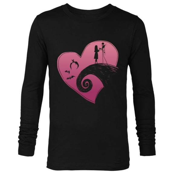 Disney The Nightmare Before Christmas Jack and Sally Heart - Long Sleeve T-Shirt for Men - Customized-Black
