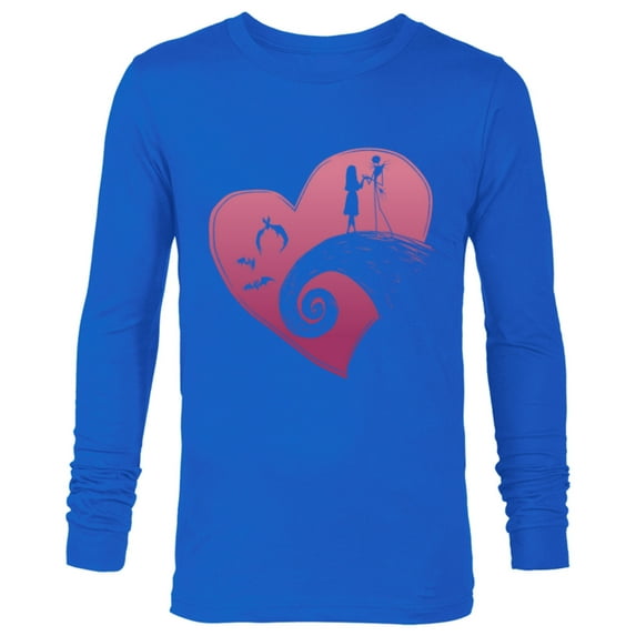 Disney The Nightmare Before Christmas Jack and Sally Heart - Long Sleeve T-Shirt for Men - Customized-Navy