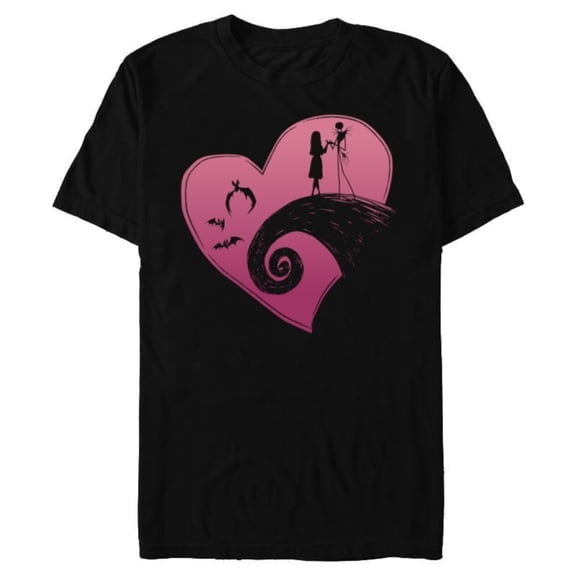 Disney The Nightmare Before Christmas Jack and Sally Heart - Short Sleeve Blended T-Shirt for Adults - Customized-Black