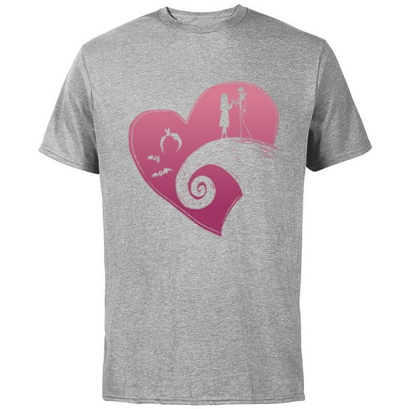 Disney The Nightmare Before Christmas Jack and Sally Heart - Short Sleeve Cotton T-Shirt for Adults - Customized-Athletic Heather