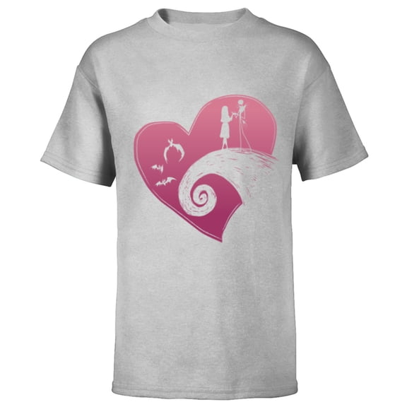 Disney The Nightmare Before Christmas Jack and Sally Heart - Short Sleeve T-Shirt for Kids - Customized-Athletic Heather