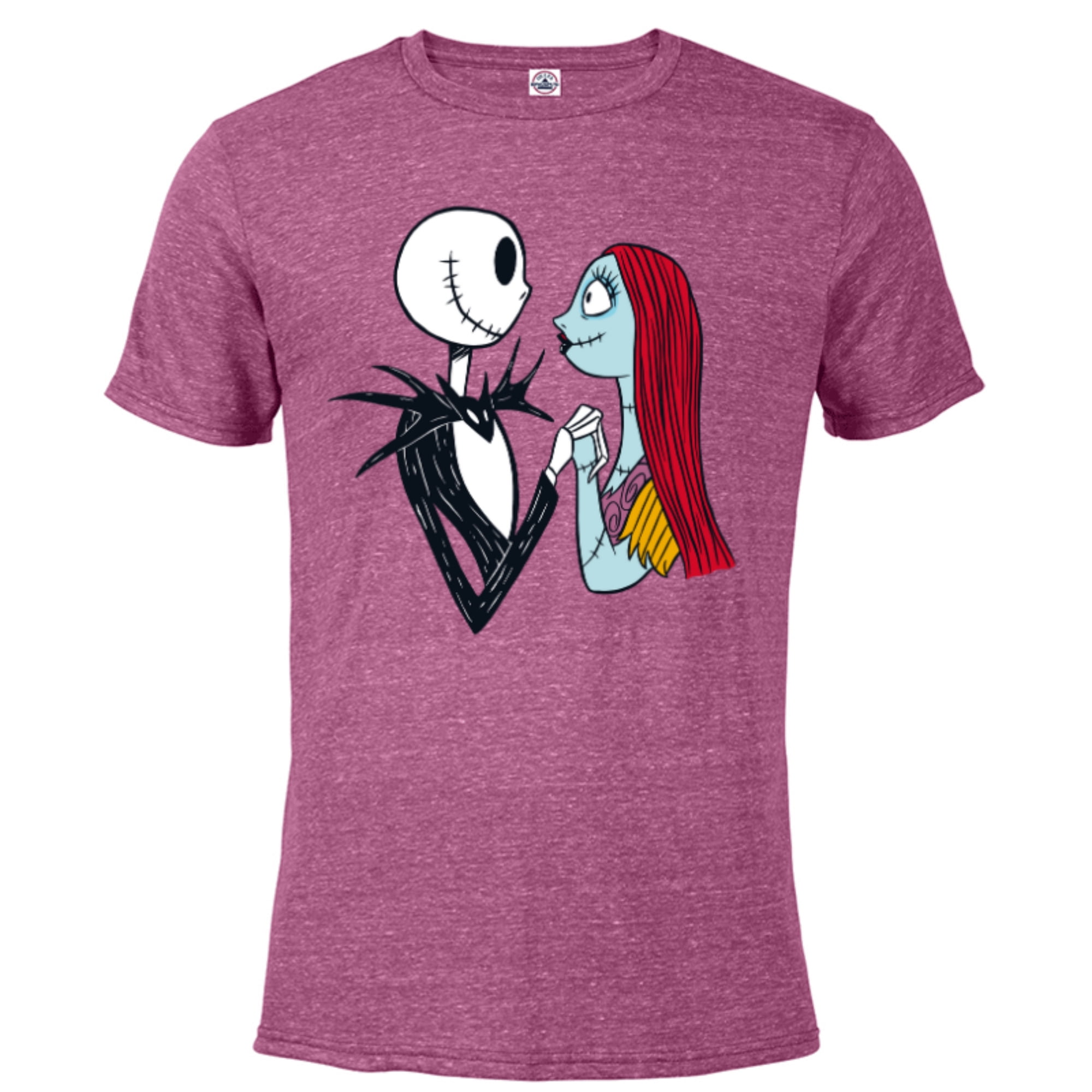 Disney The Nightmare Before Christmas Jack and Sally - Short Sleeve Blended  T-Shirt for Adults -Customized-Celadon Snow Heather