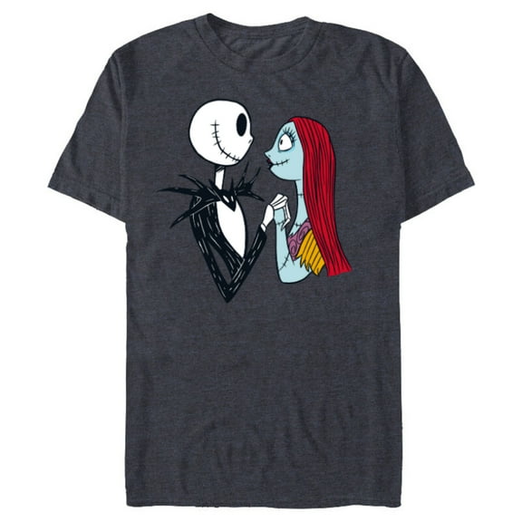 Disney The Nightmare Before Christmas Jack and Sally - Short Sleeve Blended T-Shirt for Adults -Customized-Navy Heather