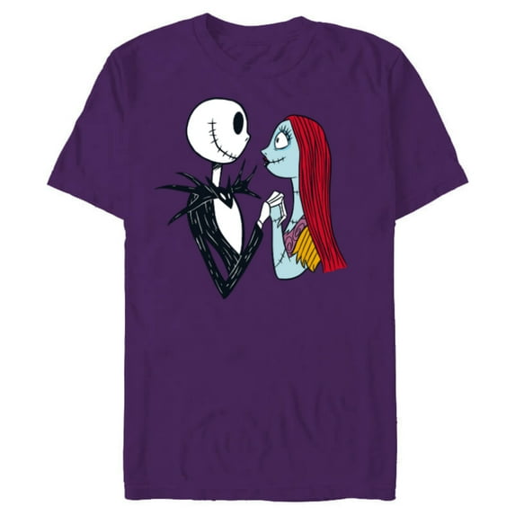 Disney The Nightmare Before Christmas Jack and Sally - Short Sleeve Blended T-Shirt for Adults -Customized-Purple