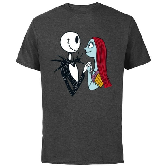 Disney The Nightmare Before Christmas Jack and Sally - Short Sleeve Cotton T-Shirt for Adults -Customized-Charcoal