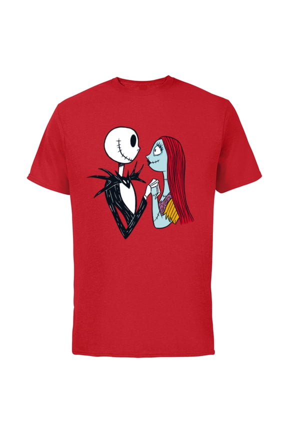 Disney The Nightmare Before Christmas Jack and Sally - Short Sleeve Cotton T-Shirt for Adults -Customized-Red