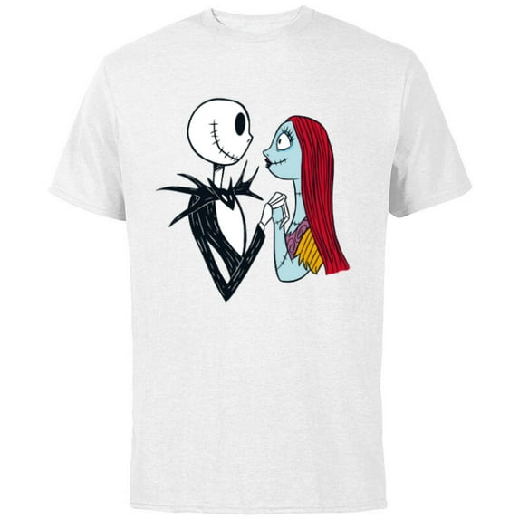 Disney The Nightmare Before Christmas Jack and Sally - Short Sleeve Cotton T-Shirt for Adults -Customized-White