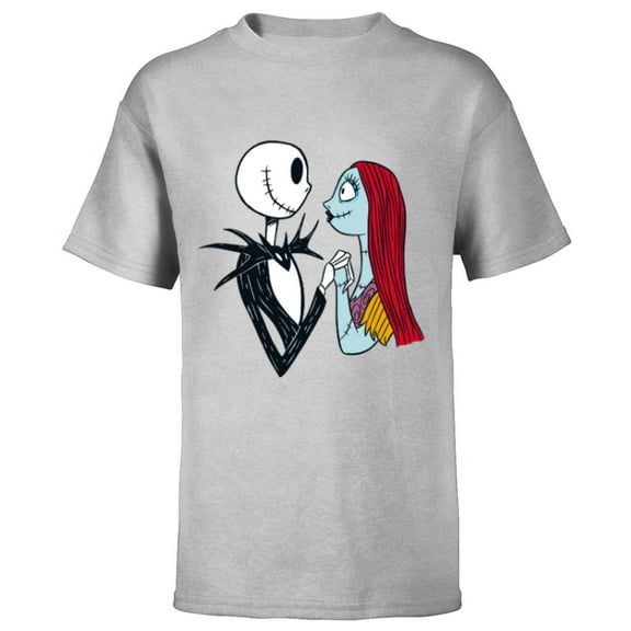 Disney The Nightmare Before Christmas Jack and Sally - Short Sleeve T-Shirt for Kids -Customized-Athletic Heather