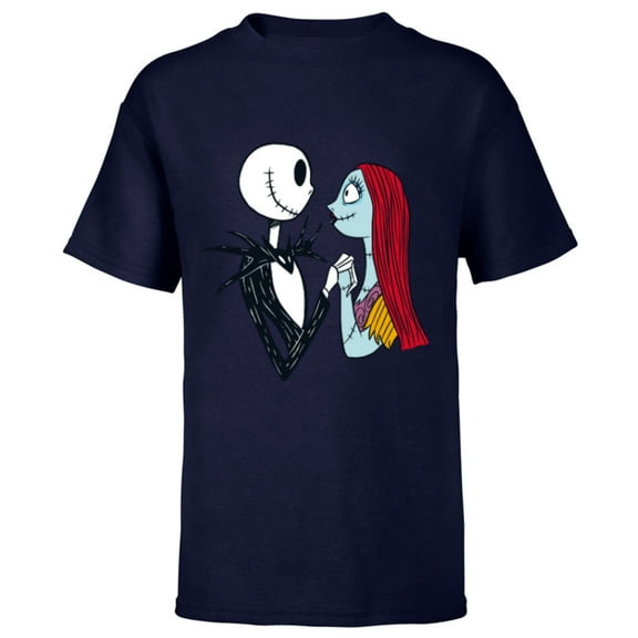 Disney The Nightmare Before Christmas Jack and Sally - Short Sleeve T-Shirt for Kids -Customized-Navy