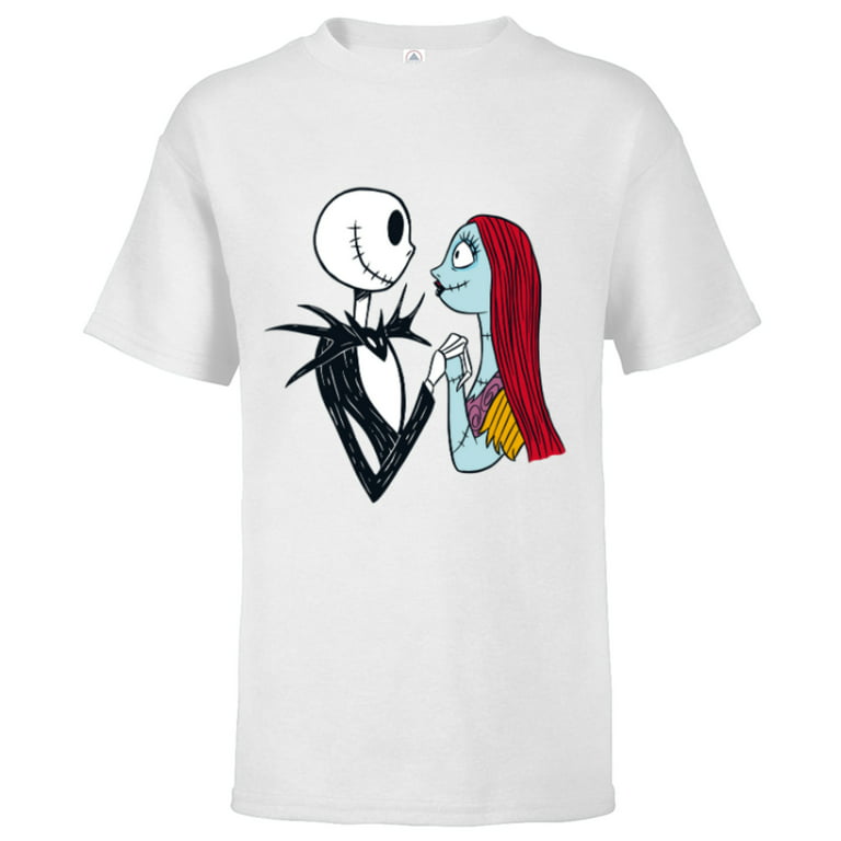Disney The Nightmare Before Christmas Jack and Sally - Short Sleeve T-Shirt  for Kids -Customized-White