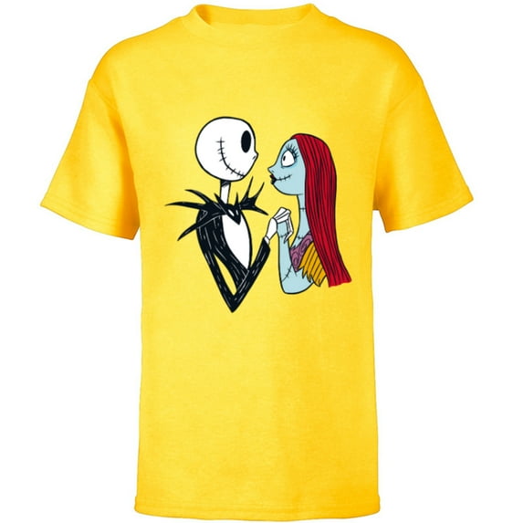 Disney The Nightmare Before Christmas Jack and Sally - Short Sleeve T-Shirt for Kids -Customized-Yellow