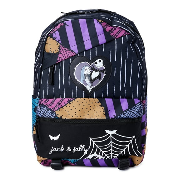 Disney The Nightmare Before Christmas Jack and Sally Unisex 18" Laptop Backpack, Black Multi-Color