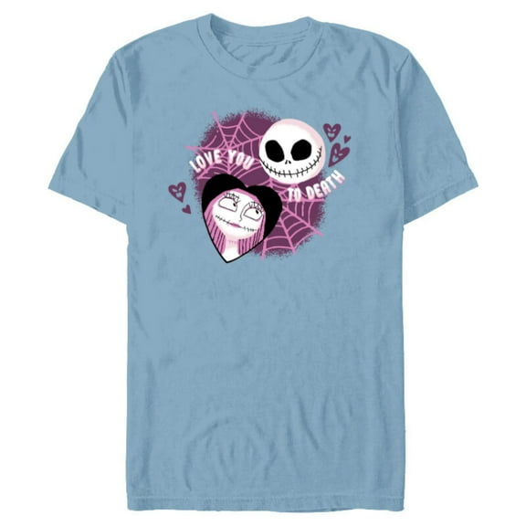 Disney The Nightmare Before Christmas Love You To Death - Short Sleeve Blended T-Shirt for Adults - Customized-Ocean Blue