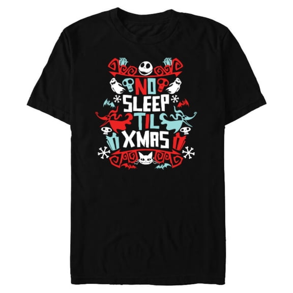Disney The Nightmare Before Christmas No Sleep Til Xmas - Short Sleeve Blended T-Shirt for Adults – Customized-Black