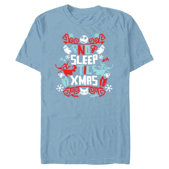 Disney The Nightmare Before Christmas No Sleep Til Xmas - Short Sleeve Blended T-Shirt for Adults – Customized-Ocean Blue