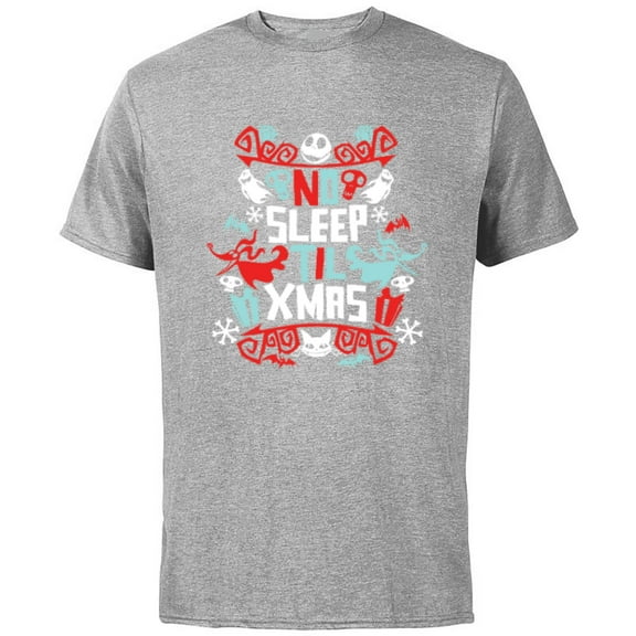 Disney The Nightmare Before Christmas No Sleep Til Xmas - Short Sleeve Cotton T-Shirt for Adults - Customized-Athletic Heather