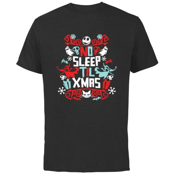 Disney The Nightmare Before Christmas No Sleep Til Xmas - Short Sleeve Cotton T-Shirt for Adults - Customized-Black