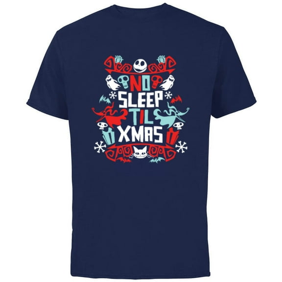 Disney The Nightmare Before Christmas No Sleep Til Xmas - Short Sleeve Cotton T-Shirt for Adults - Customized-Navy