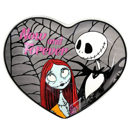 Disney The Nightmare Before Christmas Now and Forever Jack and Sally Heart Ceramic Jewelry Tray