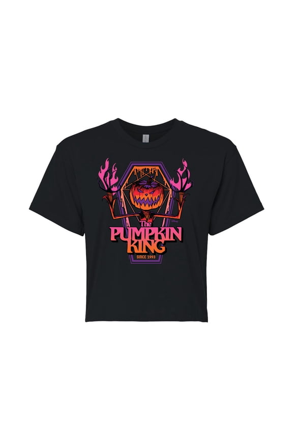 - The Nightmare Before Christmas - Pumpkin King Since 1993 - Juniors Cropped Cotton Blend T-Shirt
