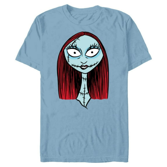 Disney The Nightmare Before Christmas Sally Big Face - Short Sleeve Blended T-Shirt for Adults - Customized-Ocean Blue