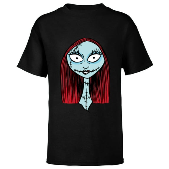 Disney The Nightmare Before Christmas Sally Big Face - Short Sleeve T-Shirt for Kids - Customized-Black