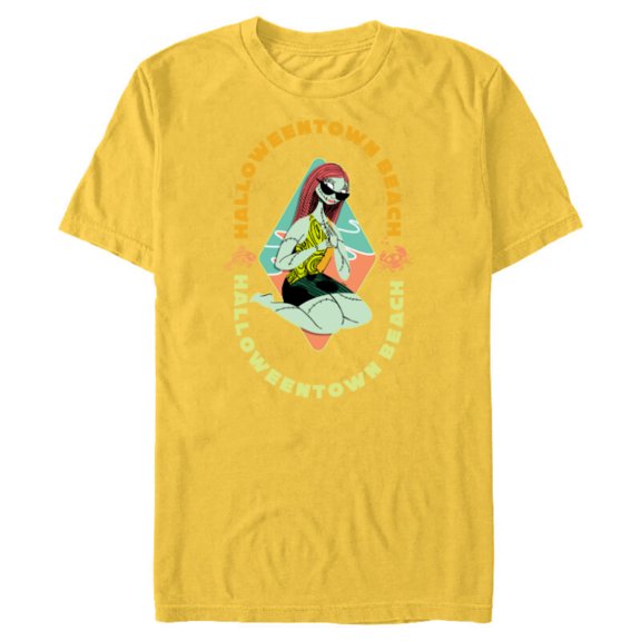 Disney The Nightmare Before Christmas Sally Halloween Beach - Short Sleeve Blended T-Shirt for Adults - Customized-Yellow