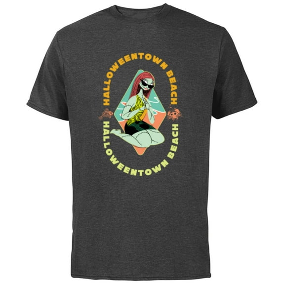 Disney The Nightmare Before Christmas Sally Halloween Beach - Short Sleeve Cotton T-Shirt for Adults - Customized-Charcoal