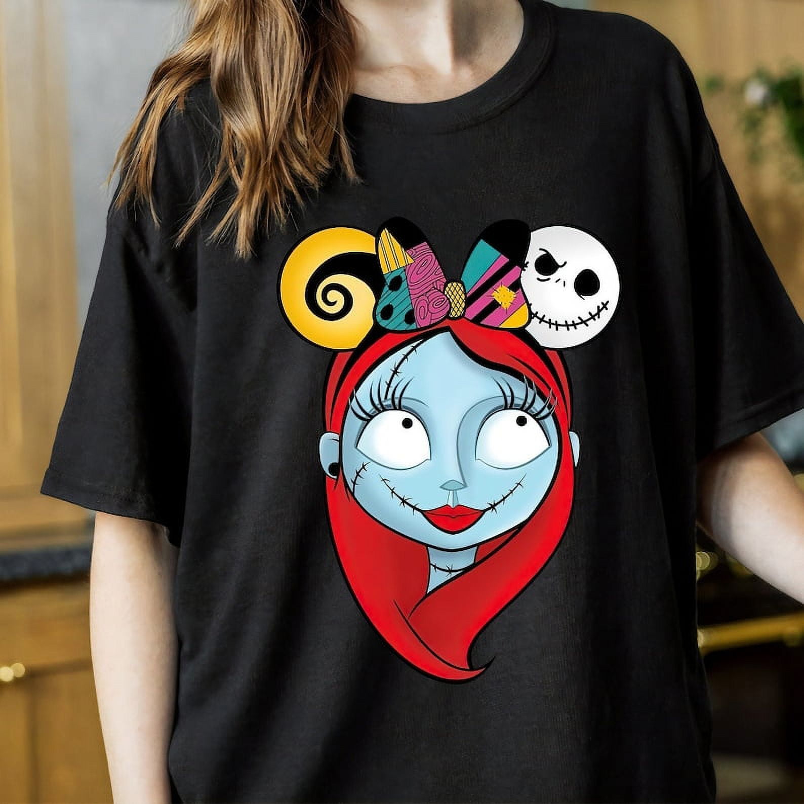 Disney The Nightmare Before Christmas Sally Portrait with Jack Hair Bow TShirt,Jack Skellington