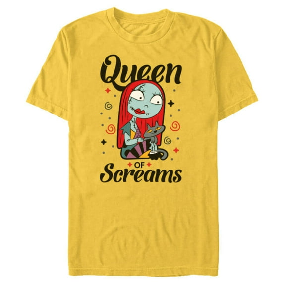 Disney The Nightmare Before Christmas Sally Queen of Screams - Short Sleeve Blended T-Shirt for Adults -Customized-Yellow