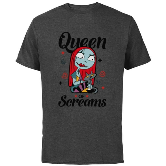 Disney The Nightmare Before Christmas Sally Queen of Screams - Short Sleeve Cotton T-Shirt for Adults -Customized-Charcoal