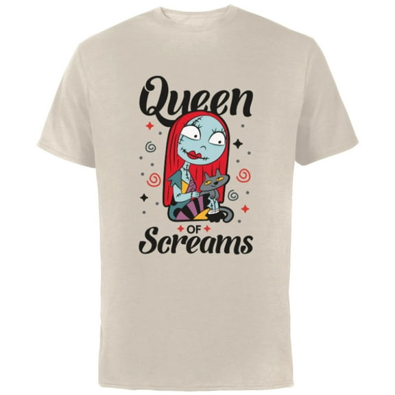 Disney The Nightmare Before Christmas Sally Queen of Screams - Short Sleeve Cotton T-Shirt for Adults -Customized-Natural