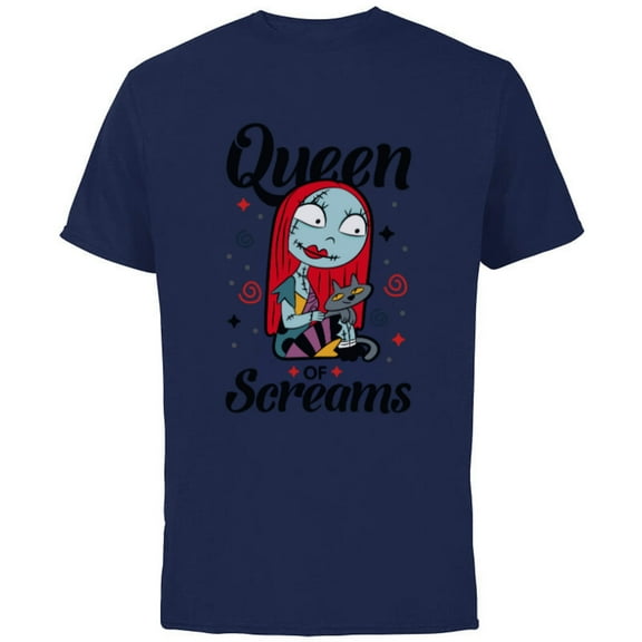 Disney The Nightmare Before Christmas Sally Queen of Screams - Short Sleeve Cotton T-Shirt for Adults -Customized-Navy