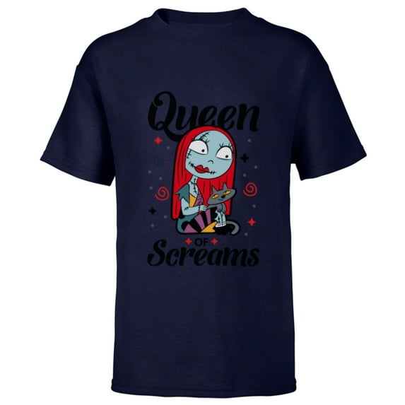 Disney The Nightmare Before Christmas Sally Queen of Screams - Short Sleeve T-Shirt for Kids -Customized-Navy