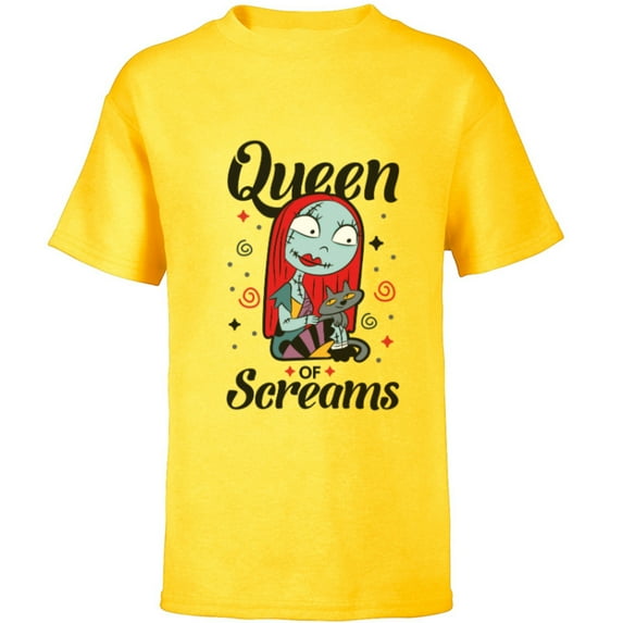 Disney The Nightmare Before Christmas Sally Queen of Screams - Short Sleeve T-Shirt for Kids -Customized-Yellow
