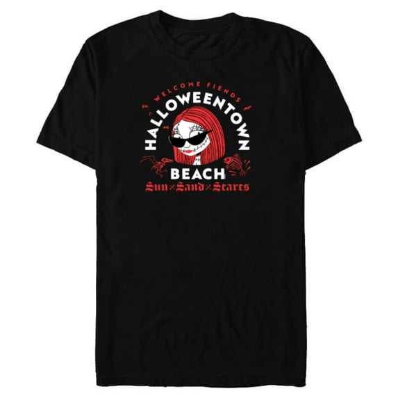 Disney The Nightmare Before Christmas Sally Welcome Beach - Short Sleeve Blended T-Shirt for Adults - Customized-Black
