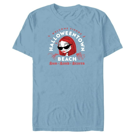 Disney The Nightmare Before Christmas Sally Welcome Beach - Short Sleeve Blended T-Shirt for Adults - Customized-Ocean Blue