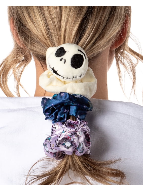 Disney The Nightmare Before Christmas Scrunchie Set Hair Ties Hair Accessories For All Hair Types 3 Piece Set | Pain-Free Removal For Braids Ponytails