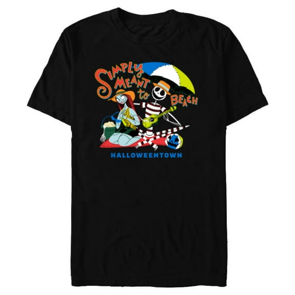 Disney The Nightmare Before Christmas Simply Meant to Beach - Short Sleeve Blended T-Shirt for Adults - Customized-Black